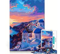 Puzzle per ragazzi da 1000 pezzi,arte greca di Santorini,stile retrò,gioco stimolante per la mente,divertimento e svago,regalo di Natale (38x52cm)
