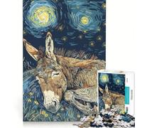 Puzzle per ragazzi da 1000 pezzi: Asino che dorme sotto un cielo stellato, gioco interattivo, attività divertenti da fare a casa, collezione d'artista, belle arti 38x26cm