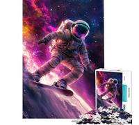 Puzzle per ragazzi da 1000 pezzi astronauta che fa snowboard nello spazio Puzzle antistress per ragazzi stimolante e divertente da completare gioco educativo 38x26cm