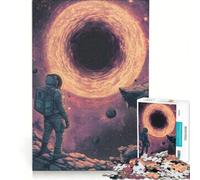 Puzzle per ragazzi da 1000 pezzi: Astronauta che osserva un buco nero, gioco interattivo, divertimento per tutta la famiglia, compleanno e Natale 38x26cm