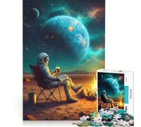 Puzzle per ragazzi da 1000 pezzi: Astronauta che si rilassa con una birra su Marte, gioco impossibile, sfida difficile, compleanno e altre occasioni 38x26cm