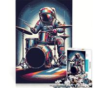 Puzzle per ragazzi da 1000 pezzi: astronauta che suona la batteria, gioco impossibile, sfida difficile, compleanno e altre occasioni 38x26cm