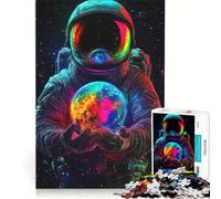 Puzzle per ragazzi da 1000 pezzi: astronauta che tiene in mano la Terra, gioco impossibile, sfida difficile, compleanno e altre occasioni 38x26cm