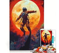 Puzzle per ragazzi da 1000 pezzi: Astronauta nello spazio con la Luna, gioco impossibile, sfida difficile, compleanno e altre occasioni 38x52cm