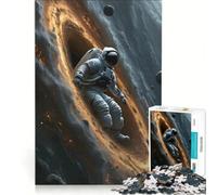 Puzzle per ragazzi da 1000 pezzi: Astronauta nello spazio vicino a un buco nero, giocattolo educativo, per divertimento in famiglia, compleanno e Natale 38x52cm