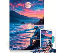 Puzzle per ragazzi da 1000 pezzi: Astronauta su una spiaggia al tramonto Gioco divertente e rilassante,ideale per stimolare la mente e creare un'atmosfera piacevole Regalo di Natale per il tempo