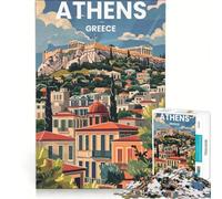 Puzzle per ragazzi da 1000 pezzi, Atene, decorazione murale, passatempo ideale per le vacanze, regalo di compleanno, regalo di viaggio, 38x52cm