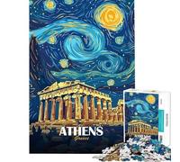 Puzzle per ragazzi da 1000 pezzi Atene Grecia Notte stellata arte puzzle gioco rilassante vacanza a casa per passare il tempo ideale come regalo (dimensioni 50x75cm)