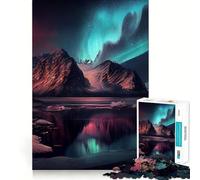 Puzzle per ragazzi da 1000 pezzi Aurora Boreale Taglio Premium Divertente Gioco Intelligente Regalo Gioco Facile da Giocare Natale Opera d'Arte (38x52cm)