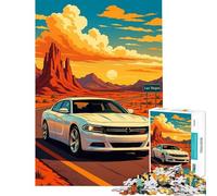 Puzzle per ragazzi da 1000 pezzi Auto bianca sulla strada per Las Vegas Gioco rompicapo difficile e stimolante antistress adatto a ragazzi dai 14 anni in su (38x26cm)