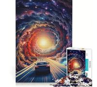Puzzle per ragazzi da 1000 pezzi: Auto che guida attraverso la galassia, gioco interattivo, ideale per passare il tempo durante le vacanze, con poster e foglio di curiosità abbinati, 38x26cm