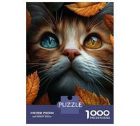 Puzzle Per Ragazzi Da 1000 Pezzi Autumn Leaves And Orange Tabby Cat Puzzle Giochi Rilassanti Difficili Divertenti Attività A Casa, 70x50cm/1000pcs