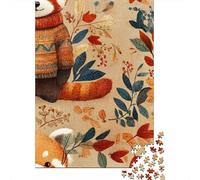 Puzzle Per Ragazzi Da 1000 Pezzi Autumn Red Panda Sweater Puzzle Fai Da Te Giocattoli Antistress Interazione Genitore-figlio 38x26cm/1000pcs