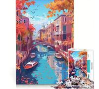 Puzzle per ragazzi da 1000 pezzi Autunno a Venezia, gioco educativo, decorazione da parete, compleanno e Natale 50x75cm