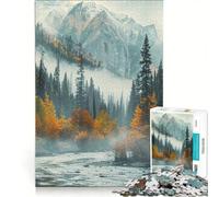 Puzzle per ragazzi da 1000 pezzi, autunno nella foresta, giocattolo fai da te, taglio di precisione, con pezzi di forma casuale completamente ad incastro, 50x75cm