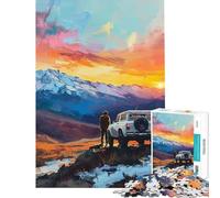 Puzzle per ragazzi da 1000 pezzi Avventura al tramonto in montagna con SUV Gioco per famiglie giocattolo avvincente per coltivare la pazienza ottimo regalo migliora la memoria (dimensioni 75x50cm)