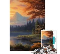 Puzzle per ragazzi da 1000 pezzi baita autunnale nel bosco gioco rilassante giocattolo avvincente per coltivare la pazienza regalo di compleanno per divertimento in famiglia (dimensioni 38x52cm)