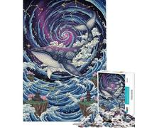Puzzle per ragazzi da 1000 pezzi Balena cosmica tra oceano e stelle Puzzle per ragazzi con taglio di precisione interazione genitore-figlio rompicapo giochi per famiglie 50x75cm