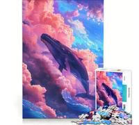 Puzzle per ragazzi da 1000 pezzi "Balena nel cielo" gioco rompicapo per genitori e figli regalo di compleanno 38x52cm