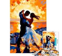 Puzzle per ragazzi da 1000 pezzi ballo romantico al tramonto dipinto rilassante giocattolo avvincente per coltivare la pazienza regalo di compleanno per divertimento in famiglia (dimensioni 38x26cm)