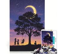 Puzzle per ragazzi da 1000 pezzi "Bambini sotto l'albero illuminato dalla luna", gioco rompicapo, impegnativo da completare, ideale come regalo per tutta la famiglia 38x52cm