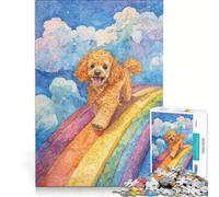 Puzzle per ragazzi da 1000 pezzi Barboncino sul ponte dell'arcobaleno decorazione da parete gioco impegnativo e stimolante regalo perfetto 38x26cm