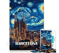 Puzzle per ragazzi da 1000 pezzi,Barcellona,Spagna,Sagrada Familia di notte,opera d'arte,pezzi ben definiti,gioco intelligente,regalo,gioco per il tempo libero,scena natalizia (38x26cm)