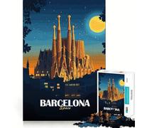 Puzzle per ragazzi da 1000 pezzi,Barcellona,Spagna,Sagrada Familia,illustrazione,pezzi ben definiti,gioco intelligente,regalo,gioco per il tempo libero,scena natalizia,arte (38x26cm)