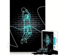 Puzzle per ragazzi da 1000 pezzi,basket,neon,sport,taglio premium,divertimento,logica,gioco di abilità,gioco facile,tempo libero,decorazione artistica natalizia (38x52cm)