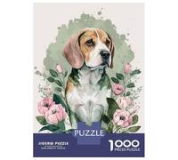 Puzzle Per Ragazzi Da 1000 Pezzi Beagle Floral Portrait Puzzle Per Adulti Gioco Pratico Decorazione Murale Regali Unici Per Compleanno E Natale 70x50cm/1000pcs
