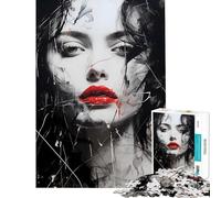 Puzzle per ragazzi da 1000 pezzi bella donna con labbra rosse divertimento a casa decorazioni per la casa giochi divertenti per ragazzi dai 14 anni in su (50x75cm)