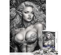 Puzzle per ragazzi da 1000 pezzi bellezza elfica maga tra le rose gioco rompicapo taglio di precisione giocattolo fai da te regalo di Natale e compleanno (38x52cm)