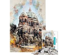 Puzzle per ragazzi da 1000 pezzi Berlino Germania acquerello puzzle per adulti giocattolo fai da te ideale per passare il tempo in casa perfetto come regalo per tutta la famiglia (dimensioni 38x26cm)