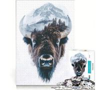 Puzzle per ragazzi da 1000 pezzi Bison Mountain Double Exposure, gioco rompicapo, impegnativo da completare, ideale come regalo per tutta la famiglia 38x52cm