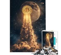 Puzzle per ragazzi da 1000 pezzi Bitcoin to The Moon Aiuta ad allenare il cervello Decorazione per la casa Gioco impossibile per ragazzi dai 14 anni in su (38x52cm)
