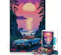Puzzle per ragazzi da 1000 pezzi,blu,convertibile,con la costa al tramonto,grafica di alta qualità,gioco che stimola la concentrazione,divertimento per il tempo libero,regalo di Natale 50x75cm