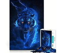 Puzzle per ragazzi da 1000 pezzi,Blue Tiger Storm,con bordi precisi,gioco di concentrazione,regalo,gioco rilassante,illustrazione natalizia 38x26cm