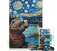 Puzzle per ragazzi da 1000 pezzi Bober Kurwa Notte stellata Premium Edge Art,gioco che stimola la concentrazione,divertimento per il tempo libero,regalo artistico di Natale 50x75cm