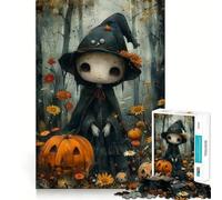 Puzzle per ragazzi da 1000 pezzi Bohoo Fantasma Strega Illustrazione dai bordi precisi,Gioco di concentrazione Regalo,Gioco rilassante,Illustrazione di scena natalizia 38x26cm