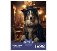 Puzzle Per Ragazzi Da 1000 Pezzi Border Collie in The Pub Puzzle Giochi Rilassanti Ma Divertenti E Spiritosi Regali Di Natale E Compleanno 70x50cm/1000pcs