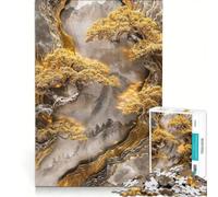 Puzzle per ragazzi da 1000 pezzi, Bosco di montagna dorato, giochi per famiglie, decorazione perfetta, collezione d'artista, belle arti 50x75cm