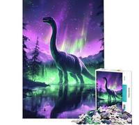 Puzzle per ragazzi da 1000 pezzi Brachiosauro sotto l'aurora boreale Gioco intellettuale rompicapo difficile ottimo regalo per gli appassionati di giochi (dimensioni 50x75cm)