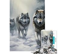 Puzzle per ragazzi da 1000 pezzi Branco di lupi nella foresta innevata Giochi per famiglie stimolanti e divertenti perfetti come regalo e antistress (dimensioni 38x52cm)