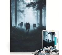 Puzzle per ragazzi da 1000 pezzi: Branco di lupi nella foresta nebbiosa decorazione da parete divertimento in famiglia regalo di compleanno regalo di viaggio 38x26cm