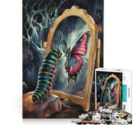 Puzzle per ragazzi da 1000 pezzi: Bruco che si trasforma in farfalla, gioco interattivo, ideale per passare il tempo durante le vacanze, con poster e foglio di curiosità abbinati 38x26cm