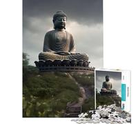 Puzzle per ragazzi da 1000 pezzi Buddha gigante sentiero di loto giocattolo educativo gioco didattico decorazione perfetta regalo di compleanno (dimensioni 38x52cm)