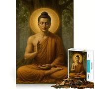 Puzzle per ragazzi da 1000 pezzi Buddha in meditazione sotto l'albero della Bodhi,bordi perfetti,divertente gioco mentale,regalo,accogliente e divertente,decorazione natalizia da parete (38x52cm)