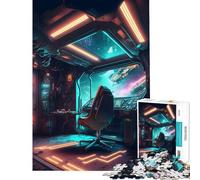 Puzzle per ragazzi da 1000 pezzi cabina di pilotaggio spaziale al neon gioco pratico e stimolante idee regalo taglio di precisione (dimensioni 50x75cm)