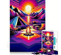 Puzzle per ragazzi da 1000 pezzi,campeggio,tramonto,Wpap Popart,taglio preciso,divertimento,risoluzione di problemi,relax,tempo libero,esposizione artistica natalizia (38x26cm)
