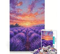 Puzzle per ragazzi da 1000 pezzi: Campi di lavanda al tramonto, gioco rilassante, antistress, regalo di compleanno o originale 38x26cm